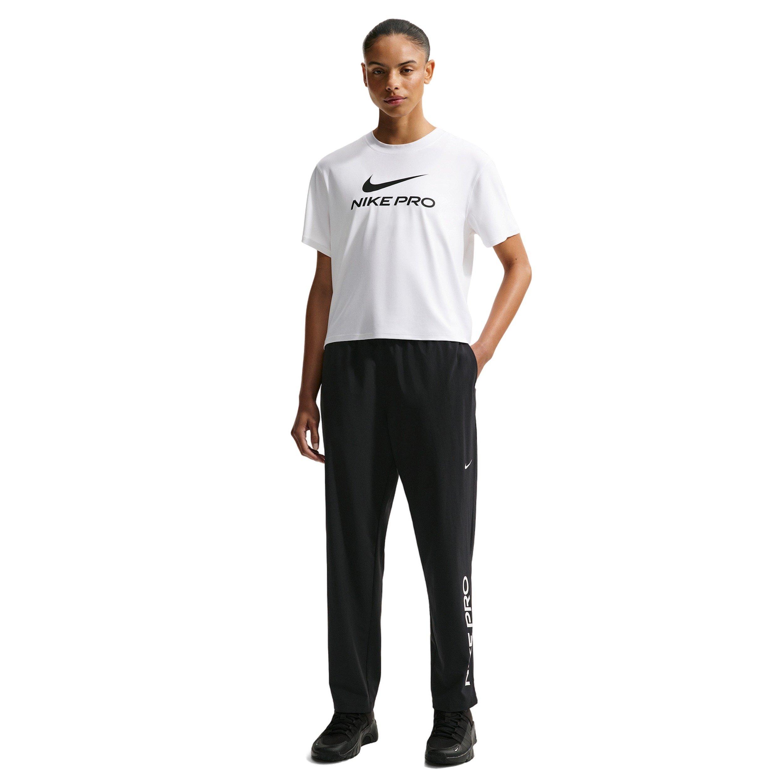 Nike Women's Pro 365 Dri-FIT Mid-Rise Woven Pants - Black/White - BLACK/WHITE